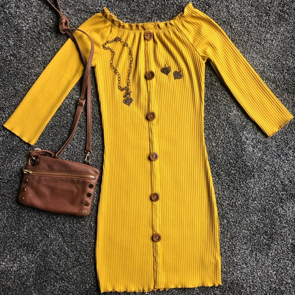 Mustard Yellow Fall Mini Dress